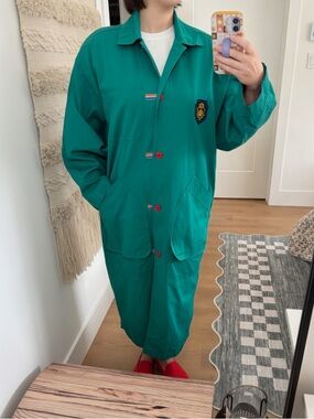 Vintage Cotton Green Jacket with Crest Patch